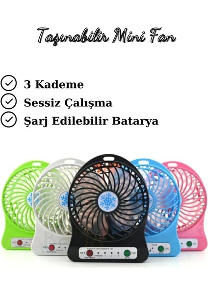 Mini Fan 3 Kademeli Portable Masaüstü Taşınabilir Şarj Edilebilir Fan Ofis Içi Kullanım
