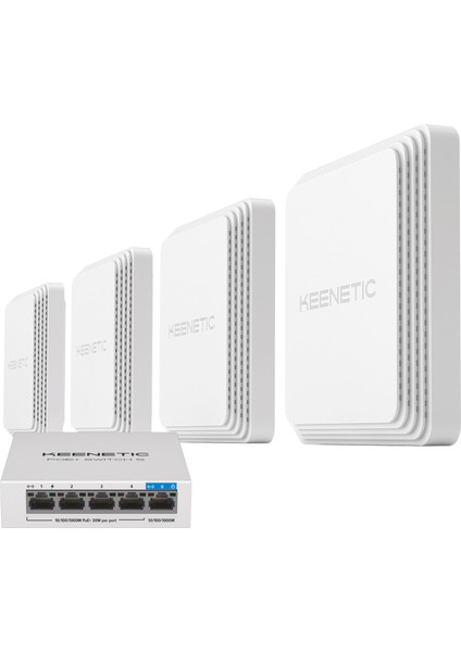 Orbiter Pro 4'lü Paket + Keenetic Poe+ Switch 5 Router Poe Mesh Wi-Fi Sistem