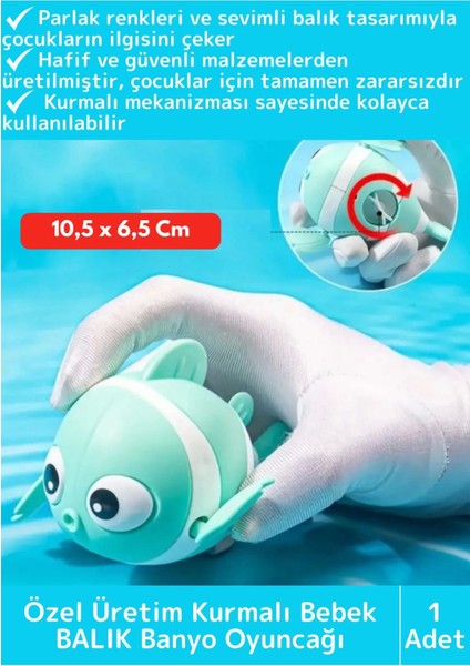Premium Uzun Ömürlü Hafif Kurmalı Eğlenceli Renkli Yüzen Balık Bebek Çocuk Banyo Su Oyuncağı 1 Adet