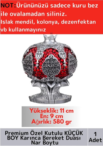 Premium Özel Kutulu Antik Gümüş Renk Canlılık Pozitiflik Dekoratif Karınca Bereket Duası Nar Boytu