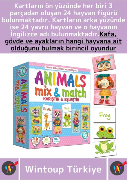 Premium Eğitici Zeka Dil Geliştirici Çocuk El Göz Koordinasyon Animals Mix & Match Karıştır Eşleştir fiyatları