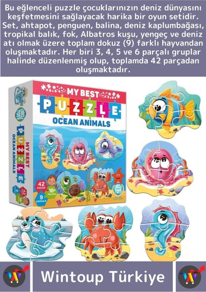 Premium Çocuk Zeka El Göz Koordinasyonu Geliştirici Öğretici Eğlenceli Okyanus Hayvanları Puzzle fiyatları