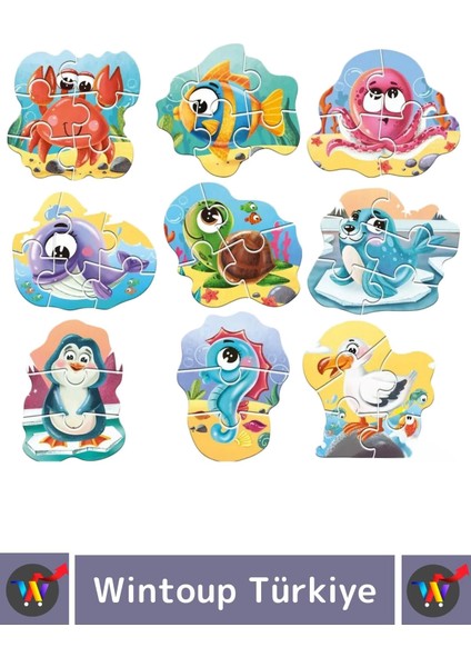 Premium Çocuk Zeka El Göz Koordinasyonu Geliştirici Öğretici Eğlenceli Okyanus Hayvanları Puzzle modelleri