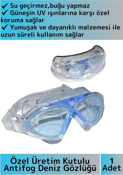 Özel Tasarım Su Geçirmez Buğu Yapmaz Uv Korumalı Ayarlanabilir Kayışlı Antifog Kutulu Deniz Gözlüğü