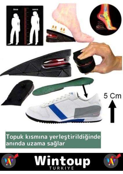 Özel Seri Ortopedik Esnek Tasarım - 5 cm Boy Uzatan - Kaymaz Ayakkabı Topuk Tabanlık x 1 Çift fiyatları