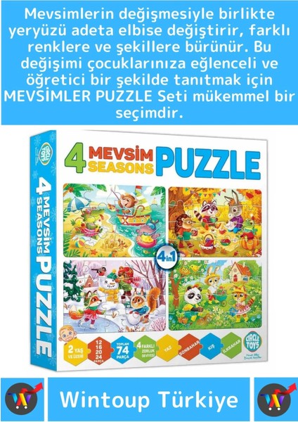 Premium Eğitici Zeka El Göz Koordinasyon Geliştirici Çocuk 12 + 16 + 20 + 24 Parça "4 Mevsim" Puzzle fiyatları
