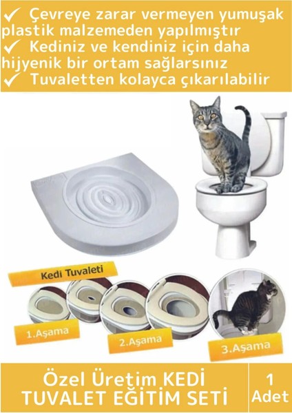 Premium Kedi Klozet Alıştırma Kapağı Kum Kabı Wc Yavru Yetişkin Kedi Hijyenik Tuvalet Eğitim Seti