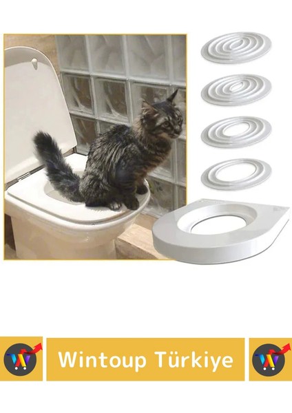 Premium Kedi Klozet Alıştırma Kapağı Kum Kabı Wc Yavru Yetişkin Kedi Hijyenik Tuvalet Eğitim Seti