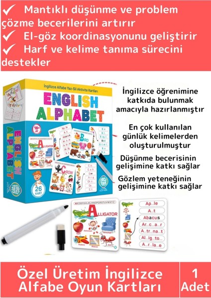 Premium Eğitici Zeka El Göz Koordinasyonu Geliştirici Matematik Ingilizce Alfabe Oyun Kartları