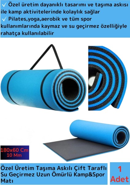 Özel Seri Su Geçirmez Taşıma Askılı Çift Taraflı Kamp Zemin Çadır Uyku Matı Yoga Yer Minderi 10 mm