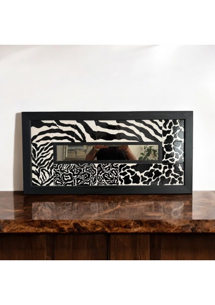 Ayna Dekoratif Çini Ahşap Handmade Çini Tasarım Zebra Desen Çini fiyatları
