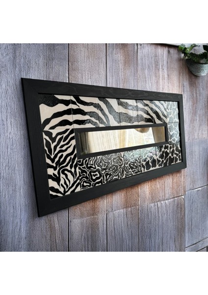 Ayna Dekoratif Çini Ahşap Handmade Çini Tasarım Zebra Desen Çini indirimleri
