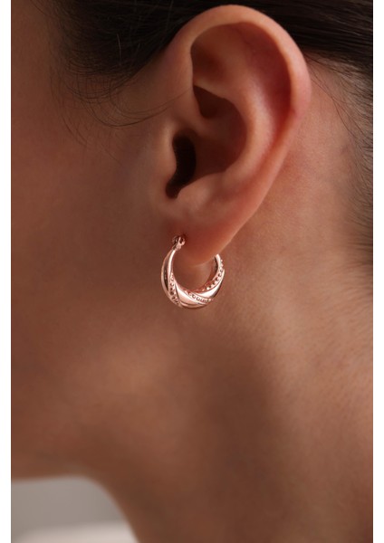 925 Ayar Gümüş Rose Kaplama Taşsız Noktalı Şarnel Küpe fiyatları