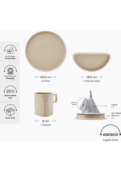 X İst Collection Galata Kulesi 20 Parça 6 Kişilik Pasta Takımı