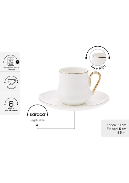 Helios 6 Kişilik Kahve Fincan Takımı 85 ml