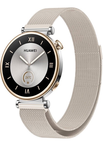 Huawei Watch Gt5 41 mm ve Gt4 41 mm Ile Uyumlu Kordon 18 mm Metal Hasır Kayış Güçlü Mıknatıs