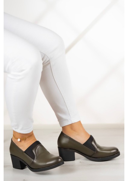 Alizee Haki Hakiki Deri Günlük Topuklu Ayakkabı fiyatları