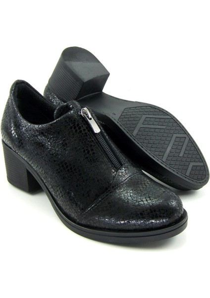Brittany Siyah Yılan Hakiki Deri Günlük Topuklu Ayakkabı fırsatları