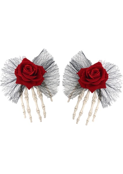 2x Cadılar I Saç Tokaları Kelepçeleri Cosplay Kostüm Maskeli Parti Malzemeleri Kırmızı (Yurt Dışından) fiyatları