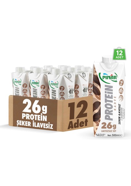 Kahveli Protein Süt 500 ml x 12 Adet