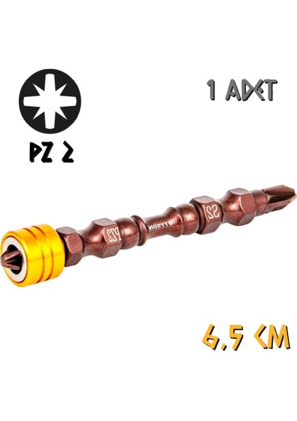 Tyson Mıknatıslı Bits Uç - Çift Yönlü - Pz2 Yıldız - 6.5 Cm. - 1 Adet