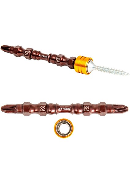 Tyson Mıknatıslı Bits Uç - Çift Yönlü - Pz2 Yıldız - 6.5 Cm. - 1 Adet