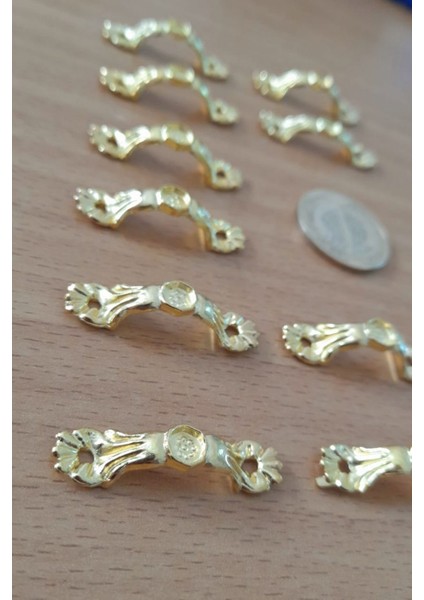 Dekoratif Mini Zamak Kulp 10 Adet Kutu Sandık Aksesuar Sarı modelleri
