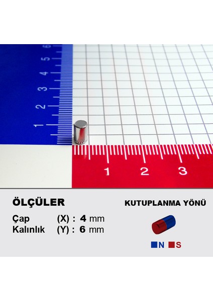 Neodyum Mıknatıs D4X6 Çap 4mm Kalınlık 6mm Çok Güçlü Mıknatıs 10 Adet