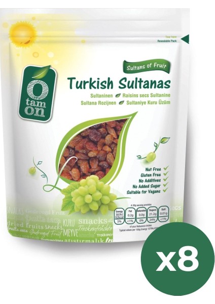 Sultaniye Kuru Üzüm 200 gr x 8 Adet