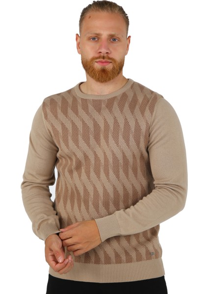 Brg Vizon Renk Desenli Erkek Basic Triko-Kazak BRG21174-0070 modelleri