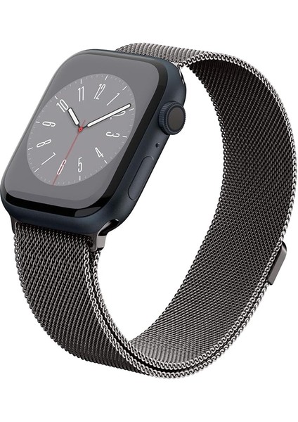 Apple Watch 49mm Ultra 2/1 - 46mm Seri 10 - 45mm Seri 9/8/7 - 44mm Seri SE2/SE/6/5/4 Kordon Kayış Band Metal Fit Graphite - AMP06925