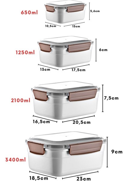 4'lü Set Mikrodalga ve Difrizde Kullanılabilen Saklama Kabı Seti