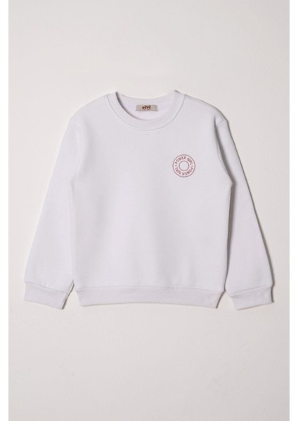 Power Girl Nakışlı Kız Çocuk Ekru Renk Sweat