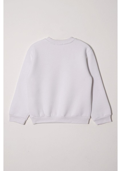 Power Girl Nakışlı Kız Çocuk Ekru Renk Sweat modelleri