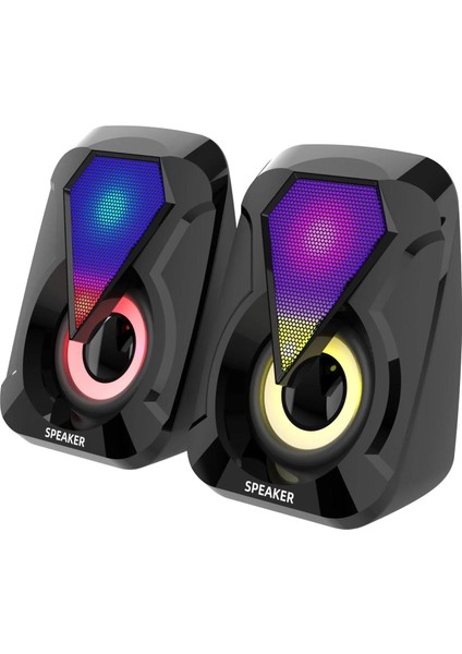 Rgb LED Işıklı USB Kablolu Bilgisayar Için Hoparlör