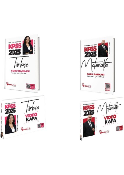 2025 KPSS Türkçe Soru Bankası-Video Kafa Notlar - Matematik Soru Bankası-Video Kafa Notlar 4'lü Set