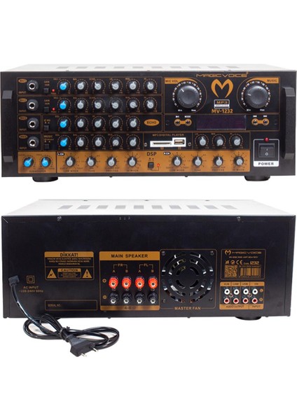 MV-1232 2X80 Watt Usb-Sd-Bluetooth Balans Trafosuz Amplifaktör