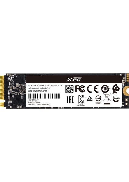 ADATA XPG Spectrix S70 RGB 2TB 7400/6800 Mb/s PCI-E 4.0 NVMe SSD - AGAMMIXS70B-2T-CS