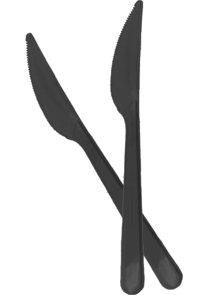 Plastik Lüx Siyah Bıçak 100 Adet