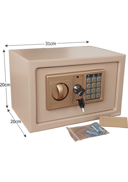 Şık Tasarımlı Orta Boy Şifreli Çelik Kasa, Elektronik Tuşlu Değerli Eşya Para Kasası 31x20x20cm fiyatları
