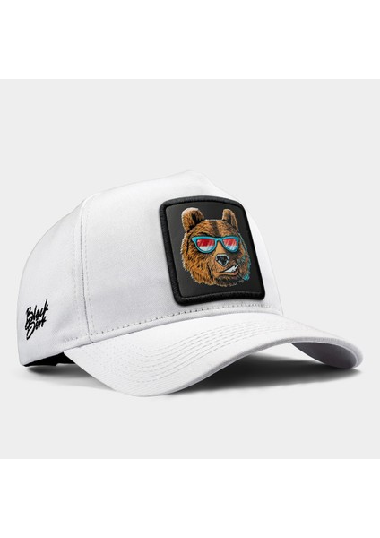 V1 Baseball Ayı - 3 Kod Logolu Unisex Beyaz Şapka