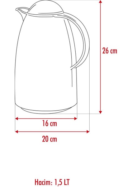 1.5 Lt Isı Yalıtımlı Çay ve Soğuk Su Termosu Füme (12 Saat Sıcak Tutar& Içi Camdır)