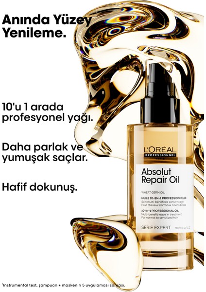 L'oreal Professionnel Serie Expert Absolut Repair 10 in 1 Yıpranmış Saçlar için 10 Etkili Mucize Saç Bakım Yağı 90 ml