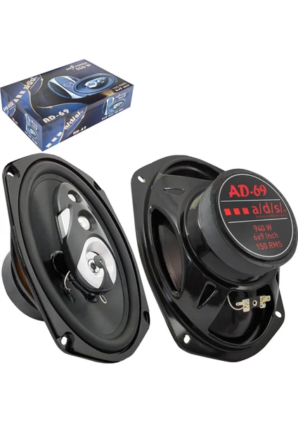 Ad-69 Oto Hoparlör Oval 6x9 Inç 940 Watt (150 Rms) Tweeterli 2 Adet