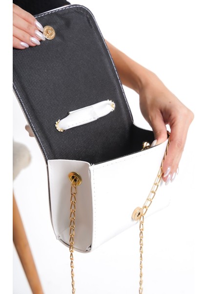 Shoes Kadın Beyaz Small Gold Zincirli Çanta fırsatları