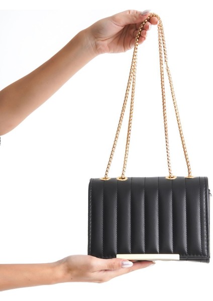 Shoes Kadın Siyah Gold Detaylı Zincirli Çanta modelleri