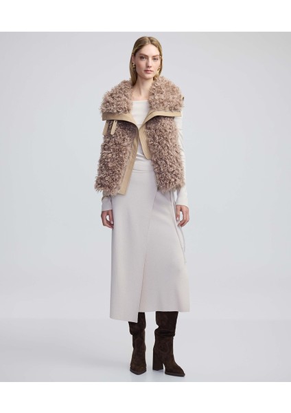 Geniş Yakalı Shearling Yelek IW6240012138014