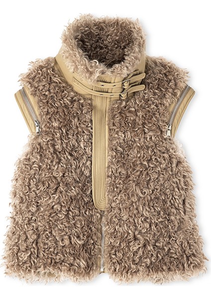 Geniş Yakalı Shearling Yelek IW6240012138014