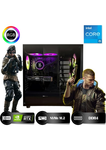 Peak HRI163060-IC Intel Core I5-12400F 16GB Ram 500GB Nvme M.2 SSD RTX3060 12GB Masaüstü Oyuncu Bilgisayarı