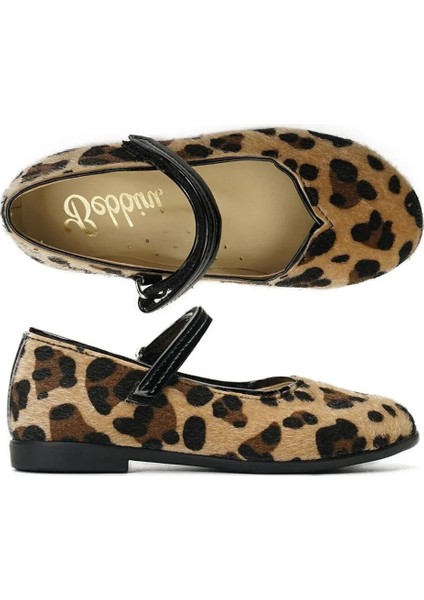 Leopar Vegan Deri Kız Çocuk Babet
